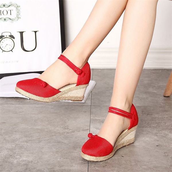 women sandals casual linen canvas wedge sandals summer ankle strap med heel platform pump espadrilles women shoes 210226, Black
women sandals casual linen canvas wedge sandals summer ankle strap med heel platform pump espadrilles women shoes 210226, Black