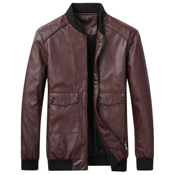 style stand-up collar leather new jacket male autumn pu coat baseball collar simple windproof faux leather motorcycle coat t220728 1 tbvo, Black;brown 
style stand-up collar leather new jacket male autumn pu coat baseball collar simple windproof faux leather motorcycle coat t220728 1 tbvo, Black;brown