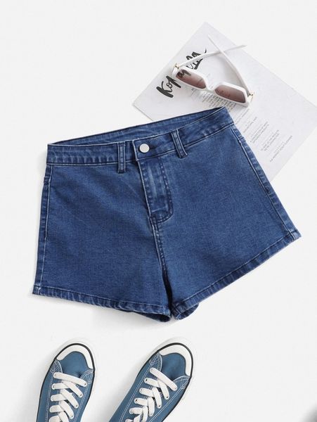 straight leg denim shorts j9vm#, White;black