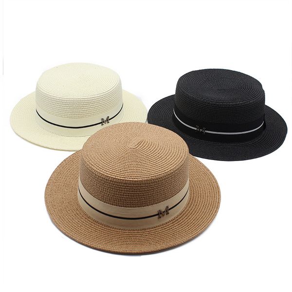 2022 spring summer romantic straw hat flat m letter men and women white hats british sun protection beach holiday cap, Blue;gray
2022 spring summer romantic straw hat flat m letter men and women white hats british sun protection beach holiday cap, Blue;gray