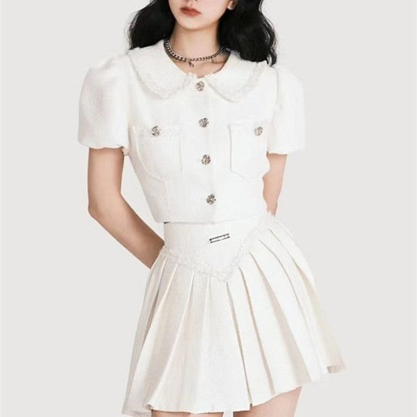 high street small fragrance tweed two piece set women short jacket coat crop pleated skirt suits sweet summer 2 piece sets 220712, White
high street small fragrance tweed two piece set women short jacket coat crop pleated skirt suits sweet summer 2 piece sets 220712, White