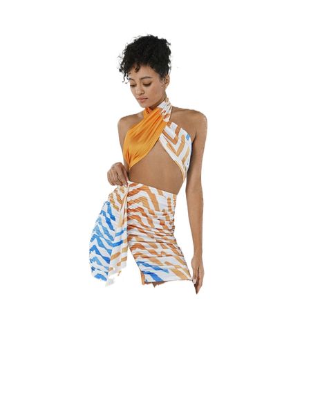 x ronie reives chevron print wrap cross tie back crop halter & draped skirt z0ih#, White
x ronie reives chevron print wrap cross tie back crop halter & draped skirt z0ih#, White