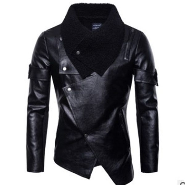pyjtrl men autumn motorcycle pu leather coat personalized irregular punk jacket 201128, Black
pyjtrl men autumn motorcycle pu leather coat personalized irregular punk jacket 201128, Black