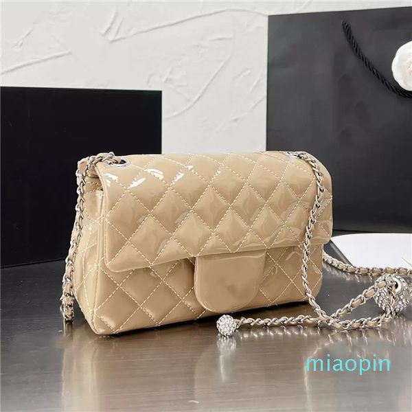 

AKS Flap Bag Diamond Ball With Button Candy Color Premium Patent Leather Classic Quilted Plaid Chain Crossbody Bag Luxury Designer Ladies