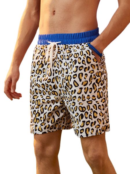 romwe guys leopard print shorts 65dq#, White;black