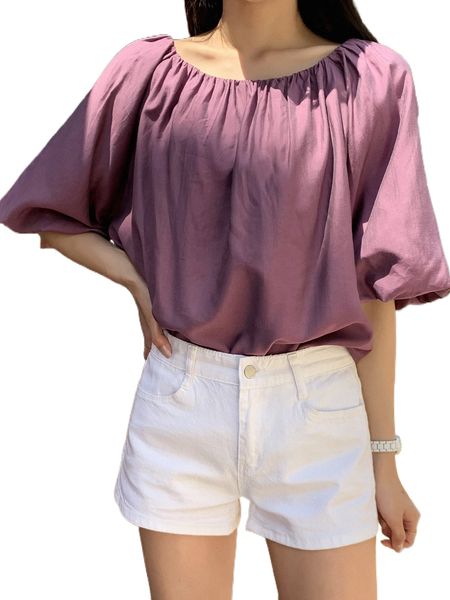 dazy ruched bishop sleeve blouse e2gp#, White 
dazy ruched bishop sleeve blouse e2gp#, White