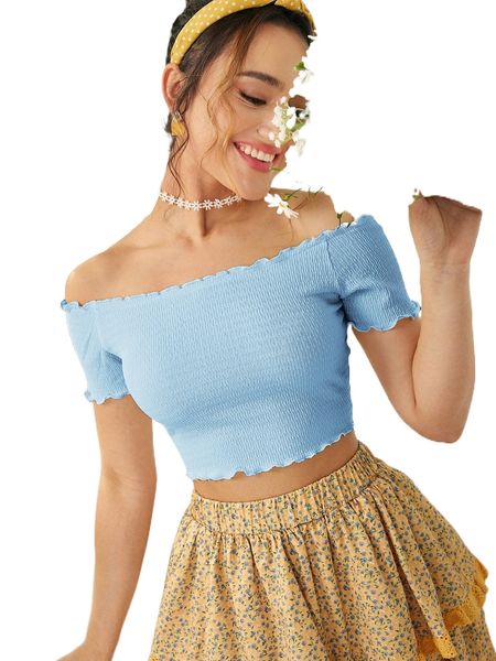 lettuce trim off shoulder tee r4q4#, White