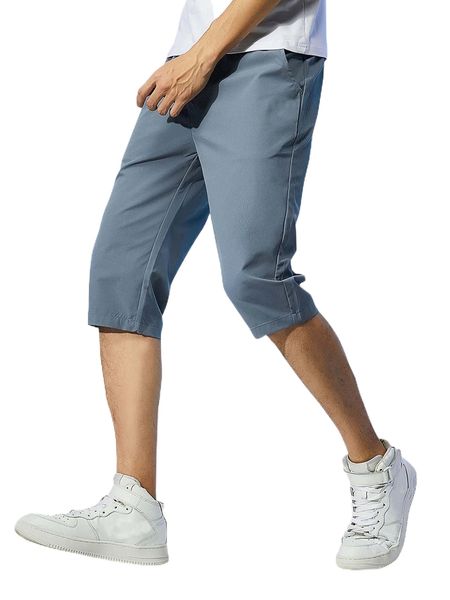 men slant pocket drawstring waist shorts j07m#, White;black