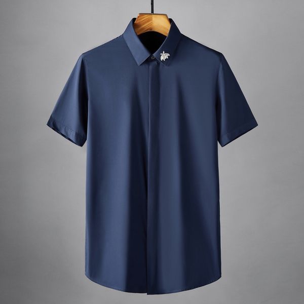 new simple social summer metal bee accessories collar trend slim men's shirts handsome casual mens short sleeve black shirts, White;black
new simple social summer metal bee accessories collar trend slim men's shirts handsome casual mens short sleeve black shirts, White;black