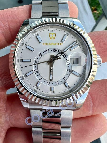 2022 brand new men's automatic watches time zone dweller sport ring command wristwatches white dial bracelet 42mm watch, Slivery;brown
2022 brand new men's automatic watches time zone dweller sport ring command wristwatches white dial bracelet 42mm watch, Slivery;brown