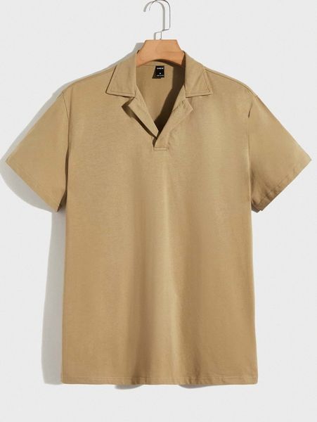 men lapel collar solid tee 95eq#, White;black