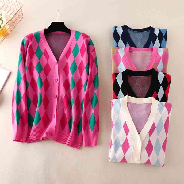 knitted oversize women's cardigan autumn rhombus v-neck sweater knit coat black button up vintage warm long for, White
knitted oversize women's cardigan autumn rhombus v-neck sweater knit coat black button up vintage warm long for, White