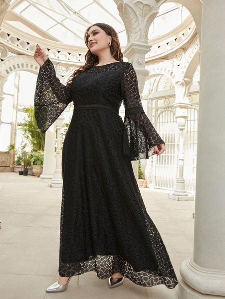 plus flounce sleeve lace formal dress s6fg#, Black
plus flounce sleeve lace formal dress s6fg#, Black