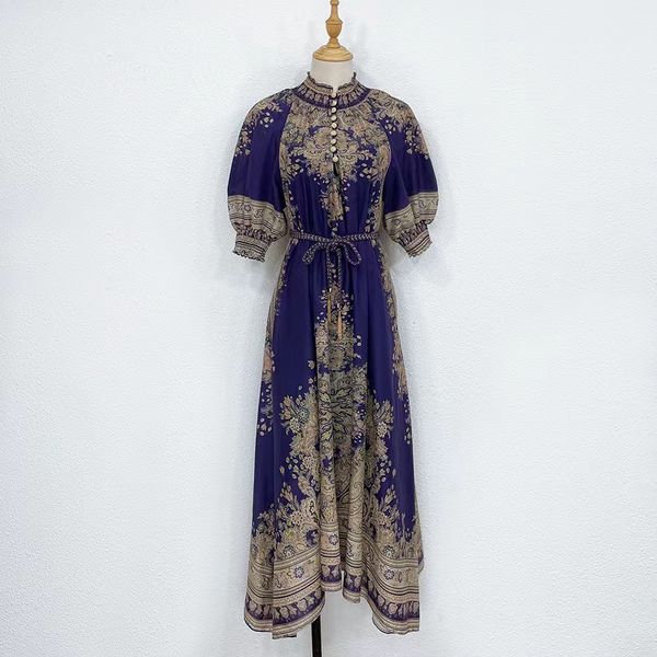 2022 european fashion summer australian zim cotton print dress, Black;gray