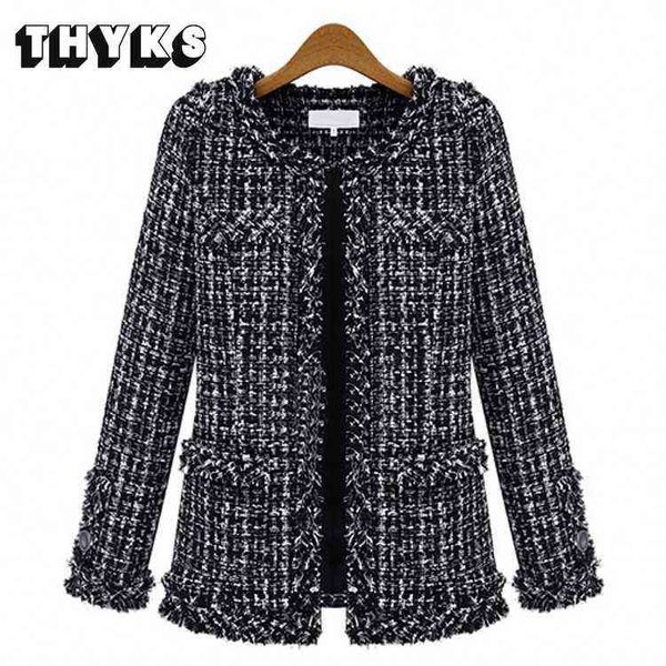 female plaid tweed blazer women cropped jacket office lady elegant 2022 fashion jackets female clothing plus size 4xl spring j220813, White;black
female plaid tweed blazer women cropped jacket office lady elegant 2022 fashion jackets female clothing plus size 4xl spring j220813, White;black