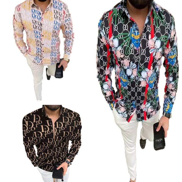 luxury mens casual party shirts tshirt designer polo t shirt summer poloshirt male long sleeve letter printing plus size fashion blouses la, White;black