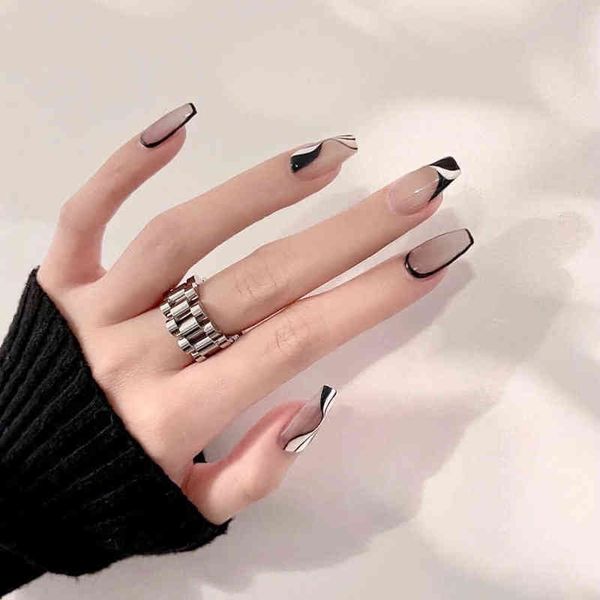 false nails fake simple black lines finished press on short coffin patch design acrylic nail tips for manicure 0616
false nails fake simple black lines finished press on short coffin patch design acrylic nail tips for manicure 0616