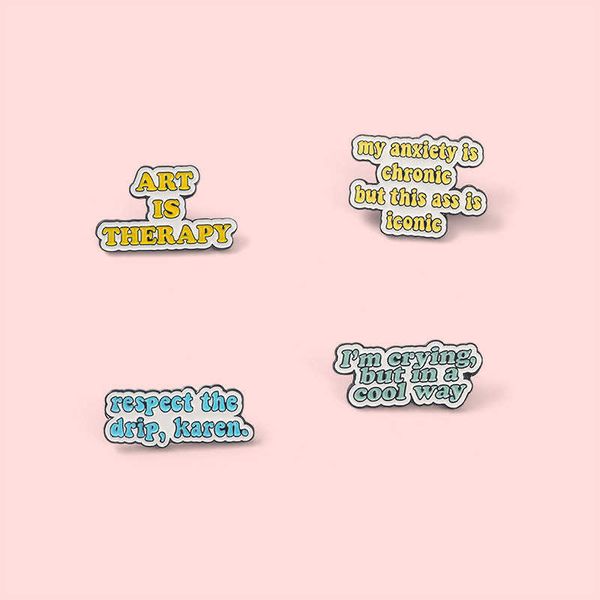 text sentence brooch art is therapy brooch metal badge clothing bag accessories, Gray
text sentence brooch art is therapy brooch metal badge clothing bag accessories, Gray