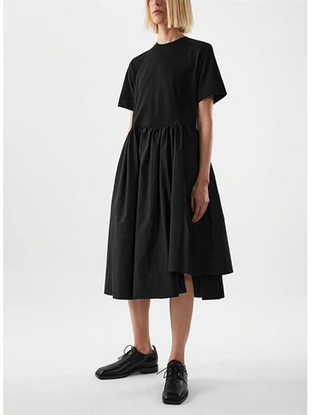party dresses women o-neck short-sleeved t-shirt dress 2022 summer female cotton irregular loose casual solid color midi robes, White;black
party dresses women o-neck short-sleeved t-shirt dress 2022 summer female cotton irregular loose casual solid color midi robes, White;black