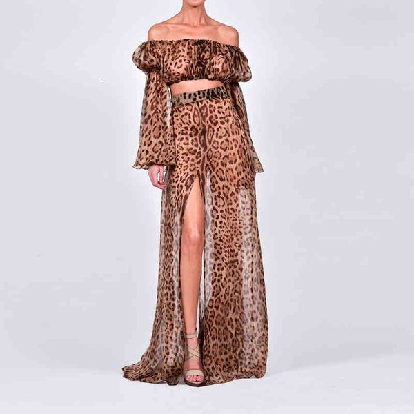 women's two piece pants wind women's one shoulder leopard chiffon two-piece suit long skirt fashion temperament, White
women's two piece pants wind women's one shoulder leopard chiffon two-piece suit long skirt fashion temperament, White