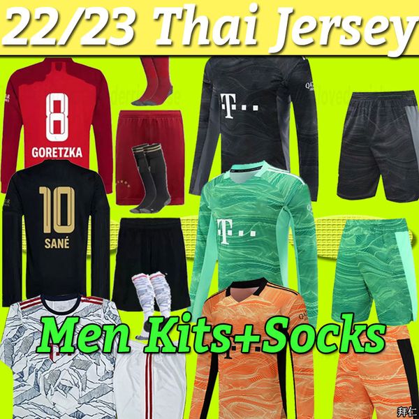 long sleeve mens kit socks 21 22 23 soccer jerseys sets lewandowski sane goretzka bayern muller davies full set munich 2021 2022 away third, Black;yellow
long sleeve mens kit socks 21 22 23 soccer jerseys sets lewandowski sane goretzka bayern muller davies full set munich 2021 2022 away third, Black;yellow