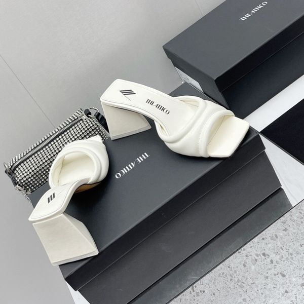 the attico devon heeled sandals white slippers lab leather block heel mules high heels shoes slip on slides open toes shoe for women luxury, Black
the attico devon heeled sandals white slippers lab leather block heel mules high heels shoes slip on slides open toes shoe for women luxury, Black