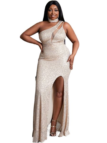 seomiscky plus one shoulder mesh panel split thigh sequin formal dress h4nd#, Black
seomiscky plus one shoulder mesh panel split thigh sequin formal dress h4nd#, Black