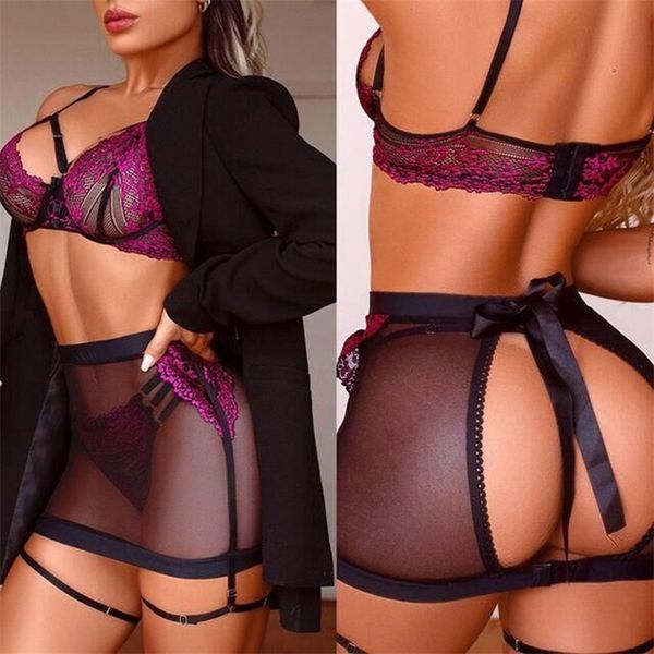 3 piece womens lingerie set babydoll floral lace strappy bra garter mesh skirt panty set womens underwear erotic costumes 220628, Red;black
3 piece womens lingerie set babydoll floral lace strappy bra garter mesh skirt panty set womens underwear erotic costumes 220628, Red;black