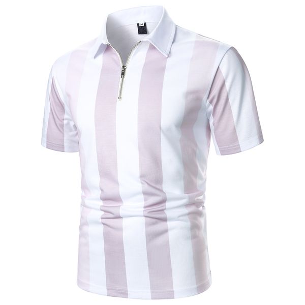 men short sleeves polo shirt two-color vertical stripe printing classic streetwear casual fashion men zipper polo shirt, White;black
men short sleeves polo shirt two-color vertical stripe printing classic streetwear casual fashion men zipper polo shirt, White;black