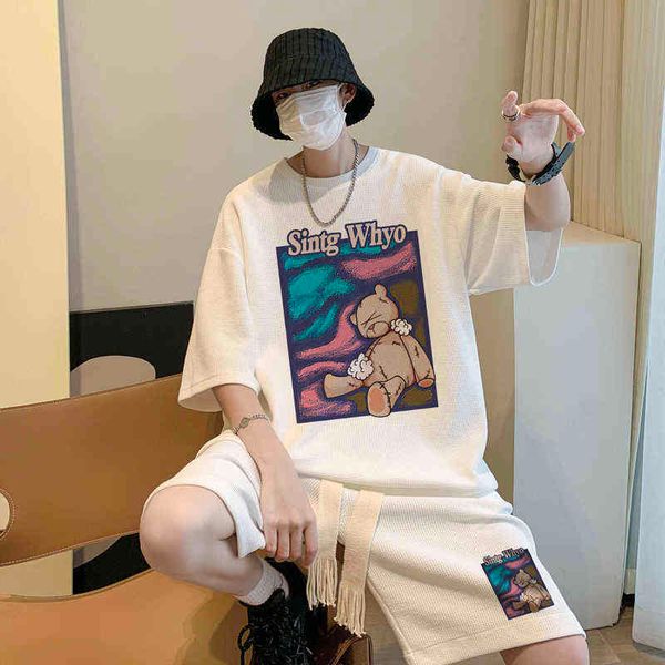 privathinker cartoon print waffle suit men's short sleeve t-shirt shorts male two piece set large size casual fashion clothing, Gray
privathinker cartoon print waffle suit men's short sleeve t-shirt shorts male two piece set large size casual fashion clothing, Gray