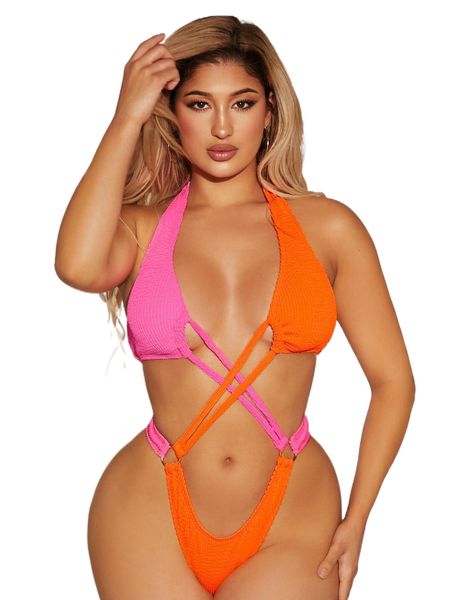 two tone cut out crisscross front textured halter monokini y8ci#, White;black
two tone cut out crisscross front textured halter monokini y8ci#, White;black