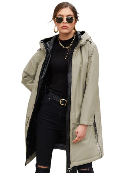 hailuozi zip up drawstring hooded winter coat f0vo#, Black