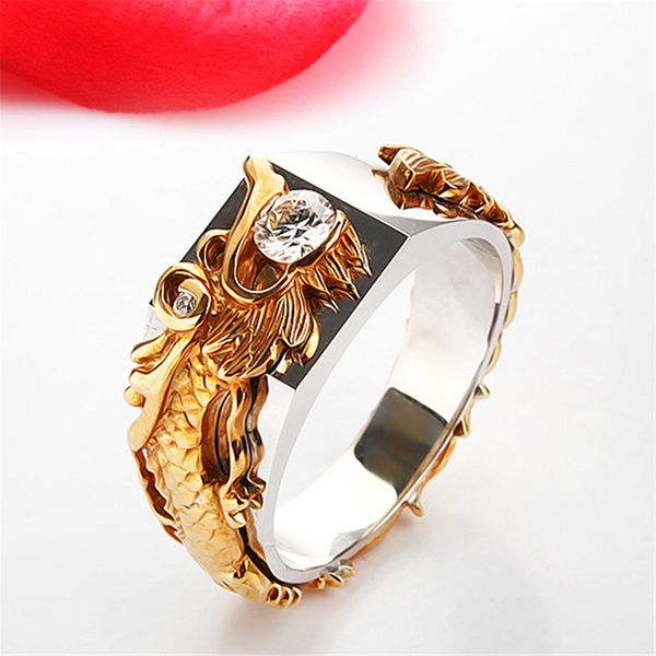 domineering dragon color separation ring plated with 18k gold and diamond for men and women, Silver
domineering dragon color separation ring plated with 18k gold and diamond for men and women, Silver