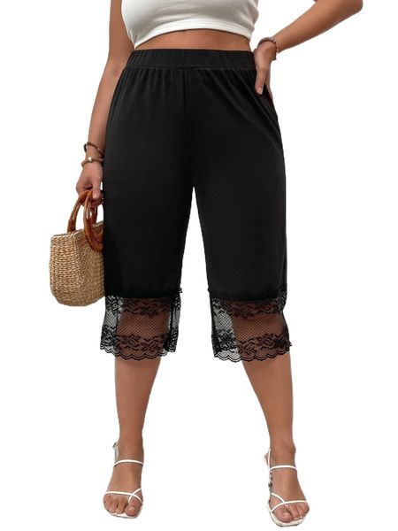 plus lace panel capris pants d2ja#, Black
plus lace panel capris pants d2ja#, Black