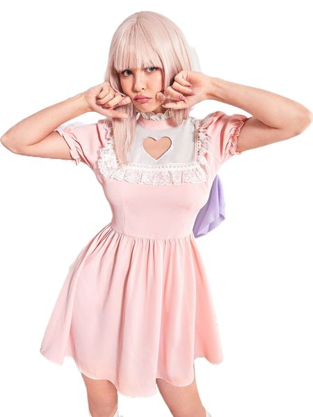 romwe kawaii heart cut out contrast lace dress s6v0#, Black;gray
romwe kawaii heart cut out contrast lace dress s6v0#, Black;gray