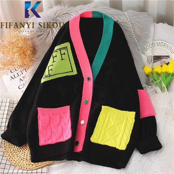 knitted sweater jacket women autumn 2021 new pocket v-neck fashion cardigan knit coat loose spliced sweaters female, White;black
knitted sweater jacket women autumn 2021 new pocket v-neck fashion cardigan knit coat loose spliced sweaters female, White;black