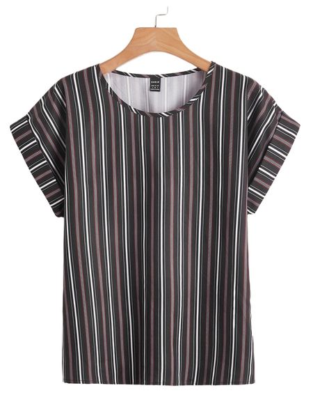 striped roll up sleeve h3kf#, White 
striped roll up sleeve h3kf#, White