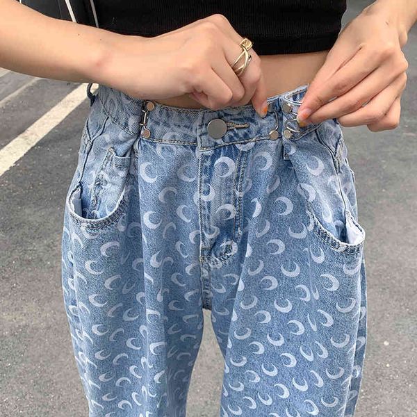 women's jeans jeans with aesthetics, crescent pattern, long leg, high waist, loose buckle, women's clothes ecm6, Blue
women's jeans jeans with aesthetics, crescent pattern, long leg, high waist, loose buckle, women's clothes ecm6, Blue