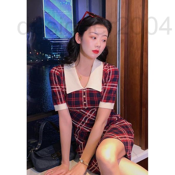 casual dresses designer xu daqing vintage british style dress summer new small polo collar short sleeve slim plaid knit skirt 7hfy, Black;gray
casual dresses designer xu daqing vintage british style dress summer new small polo collar short sleeve slim plaid knit skirt 7hfy, Black;gray