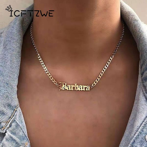 custom gothic old english nameplate necklace for women stainless steel chain choker necklaces men boho pretty jewelry gift 220722, Silver
custom gothic old english nameplate necklace for women stainless steel chain choker necklaces men boho pretty jewelry gift 220722, Silver