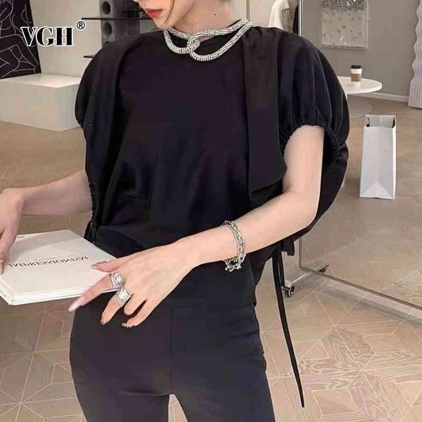 black korean patchwork diamond shirts for women o neck short sleeve casual loose drawstring blouses female summer style 210507, White
black korean patchwork diamond shirts for women o neck short sleeve casual loose drawstring blouses female summer style 210507, White