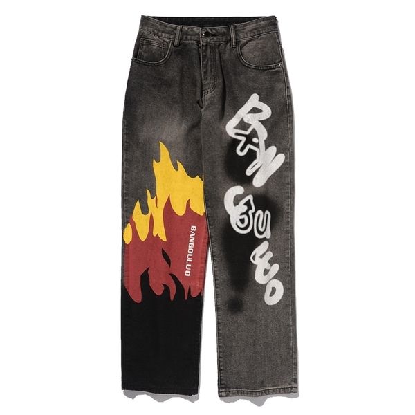 uncledonjm flame print graffiti retro retro washed straight loose denim pants popular brand men and women hip hop jeans bann3 t200615, Blue
uncledonjm flame print graffiti retro retro washed straight loose denim pants popular brand men and women hip hop jeans bann3 t200615, Blue