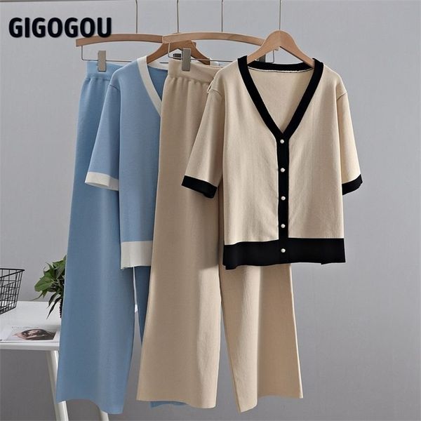 gigogou spring tracksuits two piece sets wide leg pants suits for women knitted half sleeve two piece set cardigan women outfits 210331, Gray
gigogou spring tracksuits two piece sets wide leg pants suits for women knitted half sleeve two piece set cardigan women outfits 210331, Gray