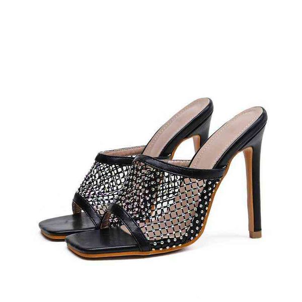 color rhinestone mesh cloth square head thin ultra-high heels wearing sandals large sandals, Black
color rhinestone mesh cloth square head thin ultra-high heels wearing sandals large sandals, Black