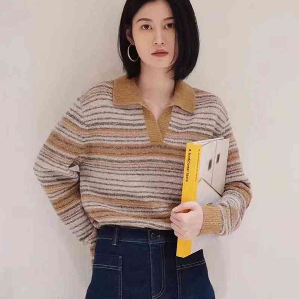 women's sweaters autumn and winter original tail yarn yak velvet ring contrast striped polo neck sweater, White;black
women's sweaters autumn and winter original tail yarn yak velvet ring contrast striped polo neck sweater, White;black