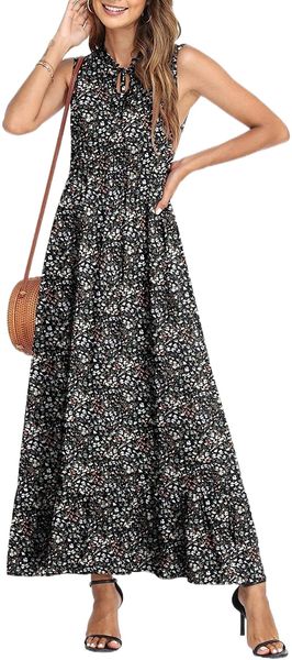 women's sleeveless summer tie neck high waist casual boho dress floral print ruffle hem long beach maxi dresses p9vj#, White;black
women's sleeveless summer tie neck high waist casual boho dress floral print ruffle hem long beach maxi dresses p9vj#, White;black