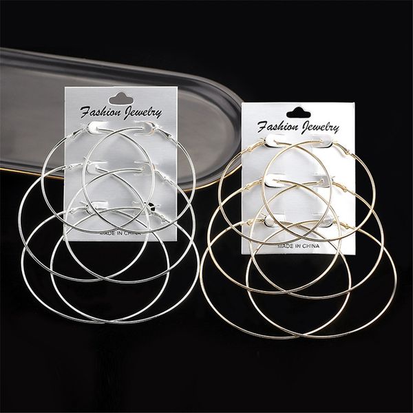 3 pairs/set oversized huge hoop earrings for women exaggerated smooth big circle earing creole aros mujer oreja party gift, Golden;silver
3 pairs/set oversized huge hoop earrings for women exaggerated smooth big circle earing creole aros mujer oreja party gift, Golden;silver