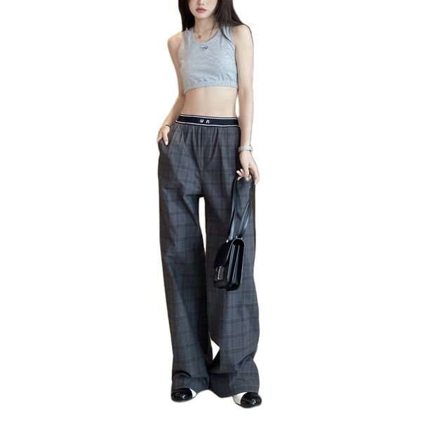 italian style designer womens straight pants webbing belt letters print casual prince of wales plaid high waist wide leg floor-length trouse, Black;white
italian style designer womens straight pants webbing belt letters print casual prince of wales plaid high waist wide leg floor-length trouse, Black;white