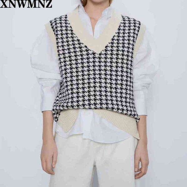 za knitted sweaters pullovers vest women plaid sleeveless casual ladies sweater female spring autumn 210513, Black;white
za knitted sweaters pullovers vest women plaid sleeveless casual ladies sweater female spring autumn 210513, Black;white
