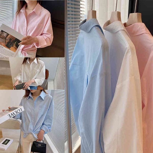 women's polos p95105as 22 spring and summer design sense of minority long sleeve loose shirt women, White
women's polos p95105as 22 spring and summer design sense of minority long sleeve loose shirt women, White